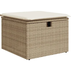 vidaXL Set de sofás de jardín 9 pzas con cojines ratán sintético beige beige y crema Sale