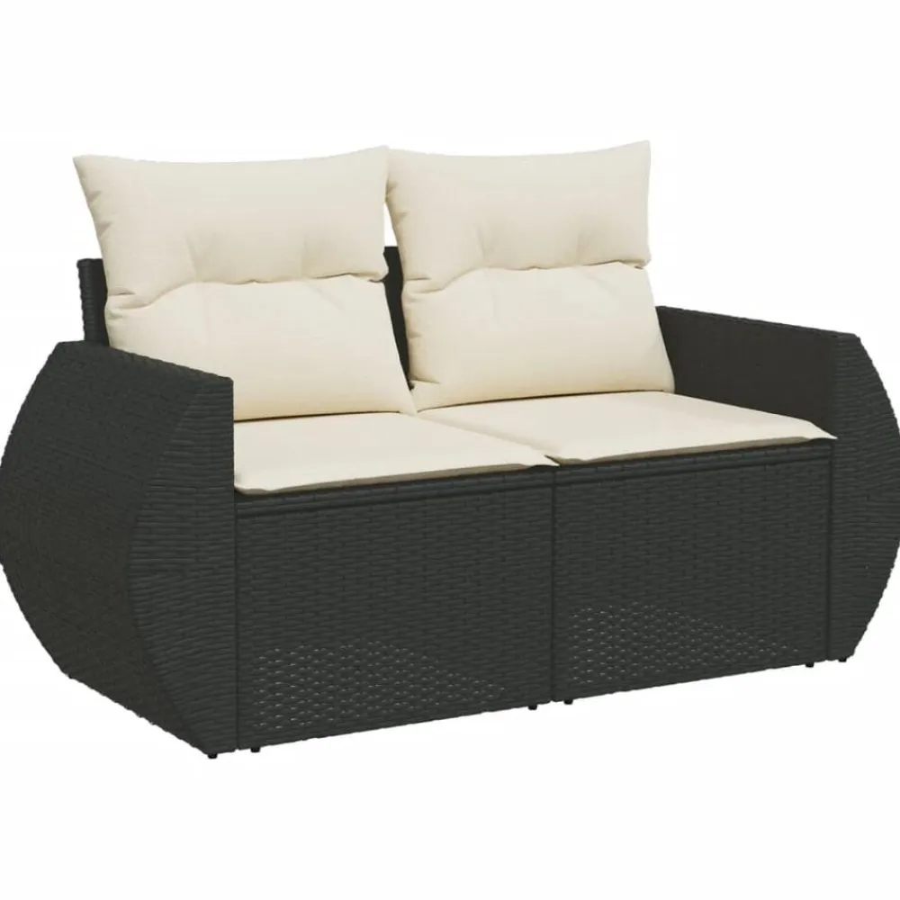 vidaXL Muebles De Jardín-Set de sofás de jardín 6 piezas y cojines ratán sintético negro