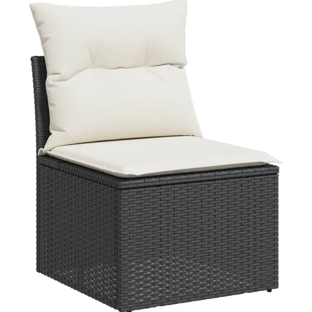 vidaXL Muebles De Jardín-Set de sofás de jardín 6 piezas y cojines ratán sintético negro