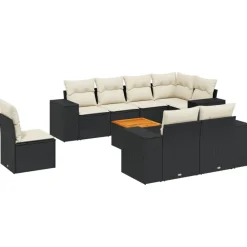vidaXL Muebles De Jardín-Set de sofás de jardín 8 piezas y cojines ratán sintético negro