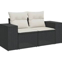 vidaXL Muebles De Jardín-Set de sofás de jardín 8 piezas y cojines ratán sintético negro