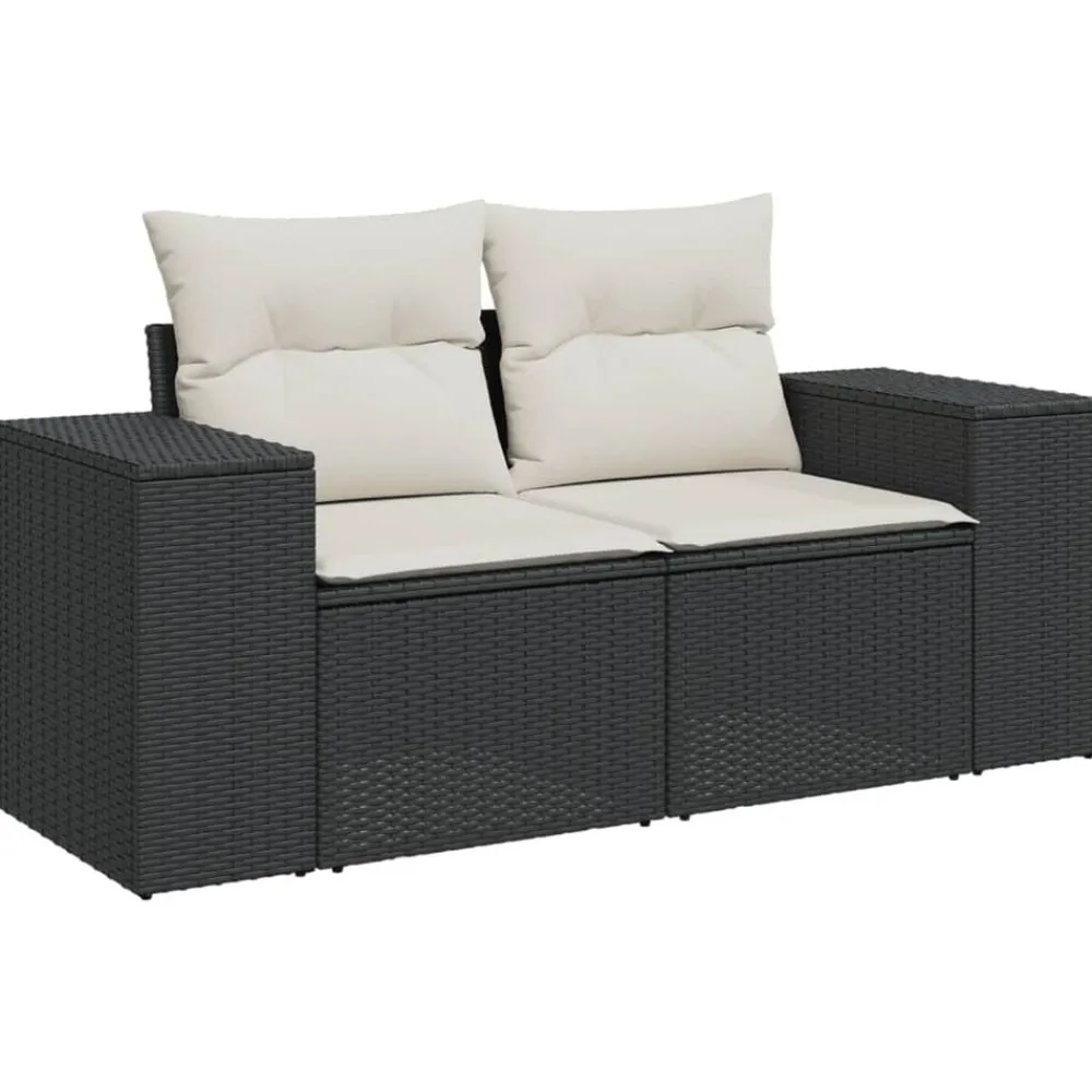 vidaXL Muebles De Jardín-Set de sofás de jardín 8 piezas y cojines ratán sintético negro