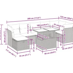 vidaXL Muebles De Jardín-Set de sofás de jardín y cojines 8 piezas ratán sintético beige