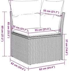 vidaXL Muebles De Jardín-Set de sofás de jardín y cojines 8 piezas ratán sintético beige