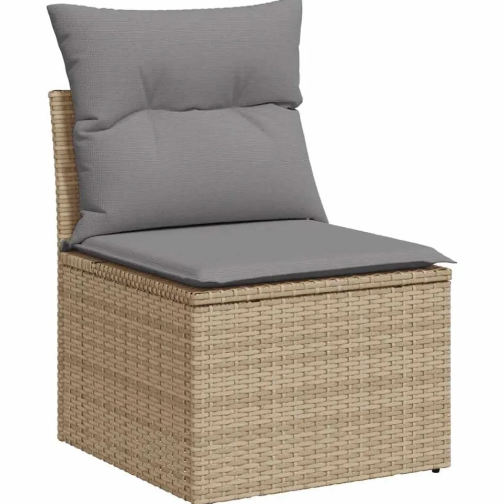 vidaXL Muebles De Jardín-Set de sofás de jardín y cojines 8 piezas ratán sintético beige
