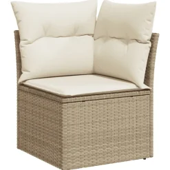 vidaXL Set de sofás de jardín 11pzas con cojines ratán sintético beige beige y crema