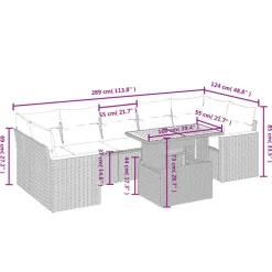 vidaXL Muebles De Jardín-Set de sofás de jardín 8 piezas y cojines ratán sintético negro