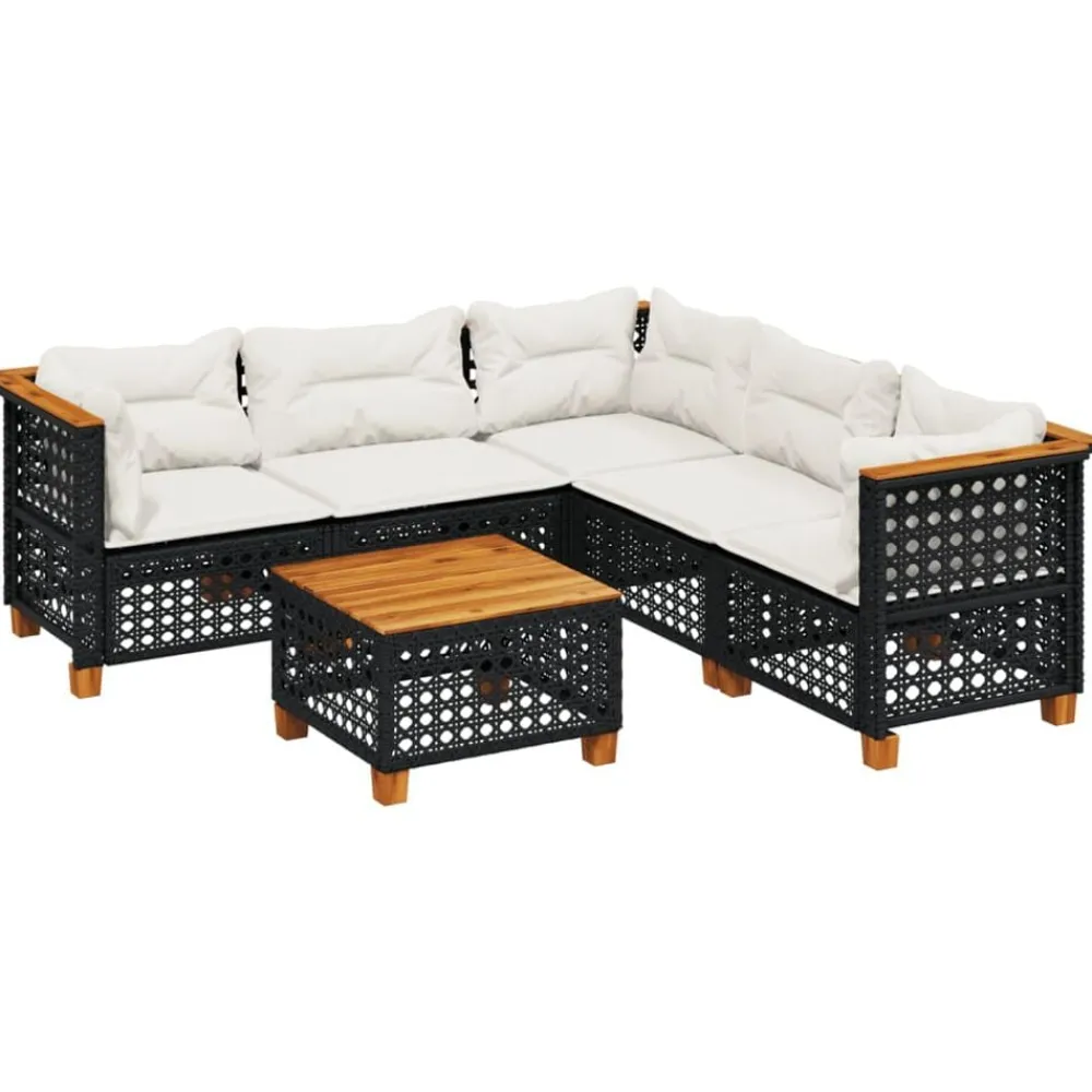 vidaXL Muebles De Jardín-Set de sofás de jardín 6 piezas y cojines ratán sintético