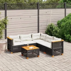 vidaXL Muebles De Jardín-Set de sofás de jardín 6 piezas y cojines ratán sintético
