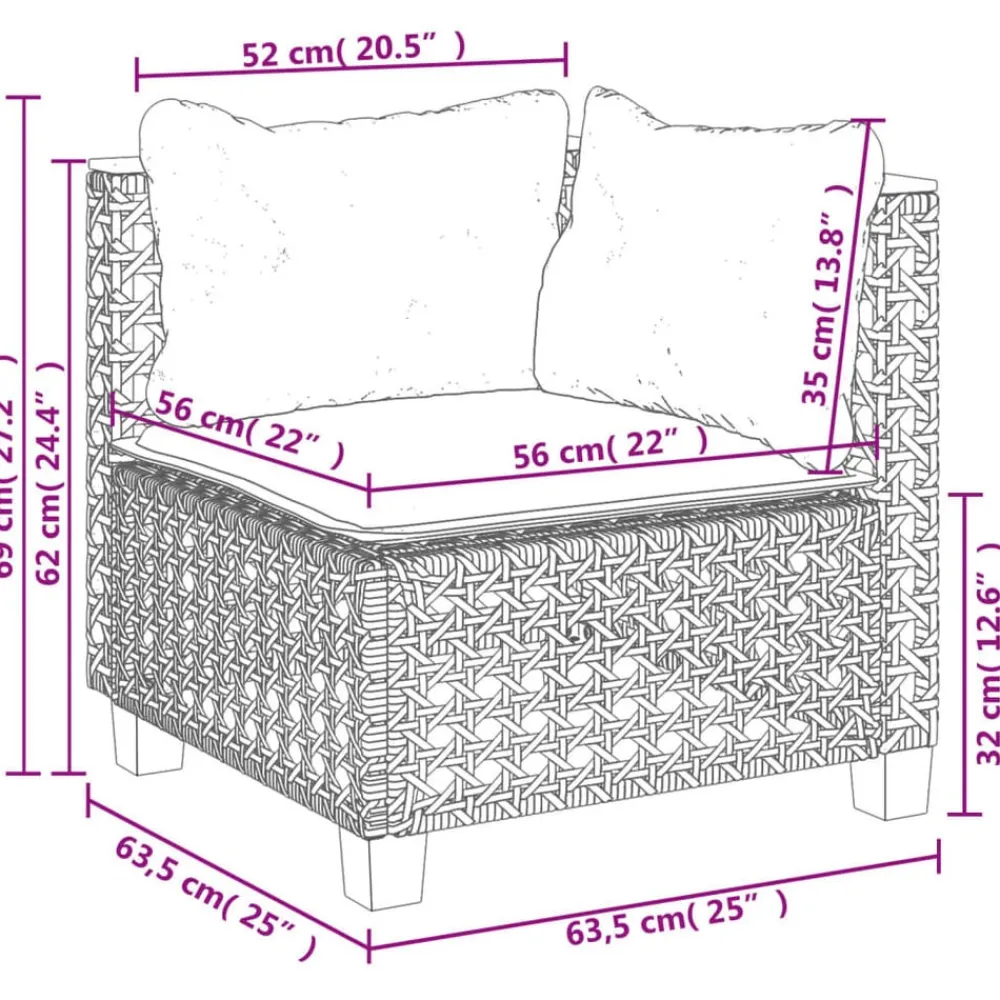 vidaXL Muebles De Jardín-Set de sofás de jardín 6 piezas y cojines ratán sintético
