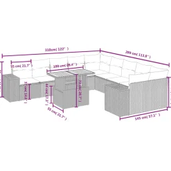 vidaXL Set de sofás de jardín 11pzas con cojines ratán sintético beige beige y gris claro New