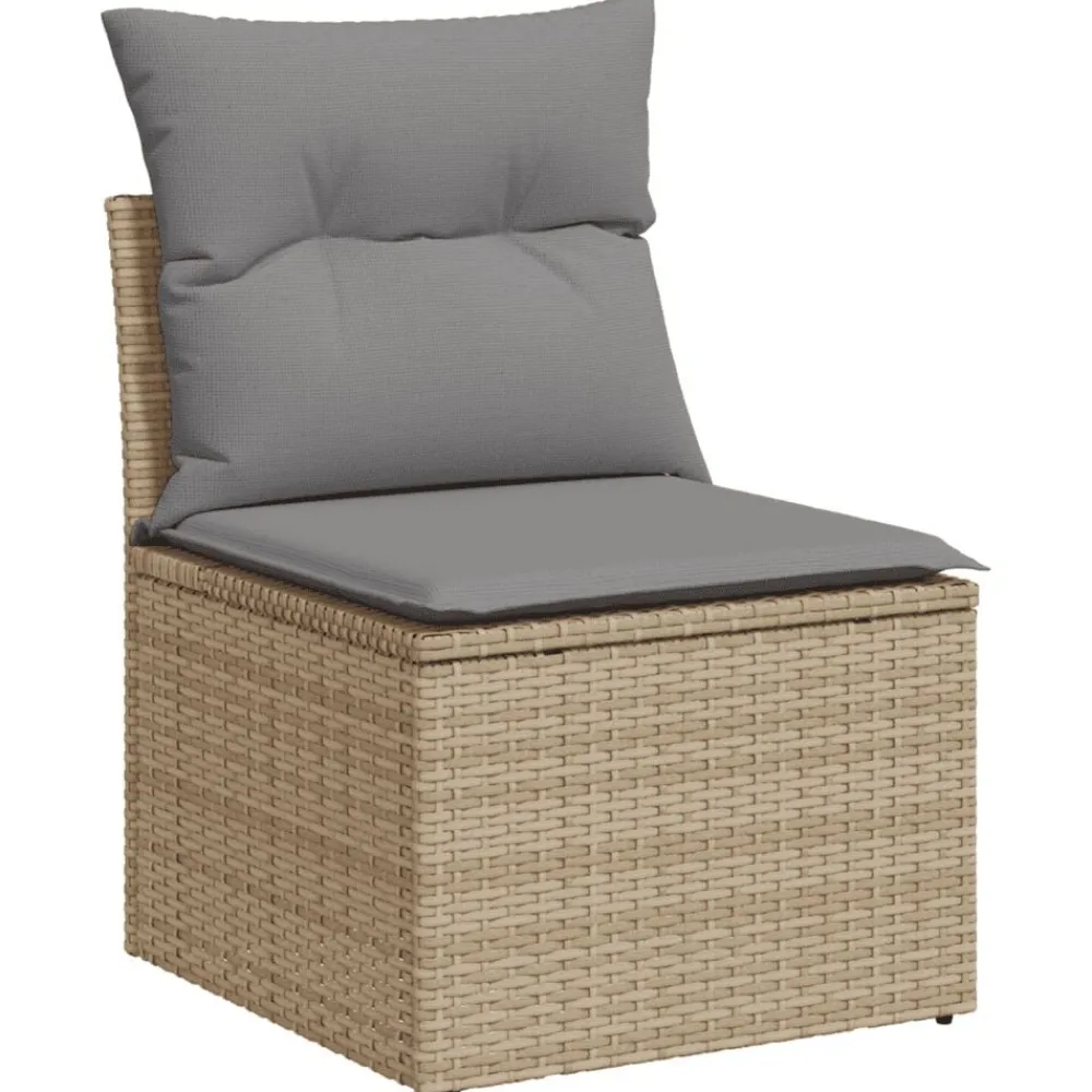 vidaXL Set de sofás de jardín 11pzas con cojines ratán sintético beige beige y gris claro New