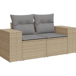 vidaXL Set de sofás de jardín 11pzas con cojines ratán sintético beige beige y gris claro New