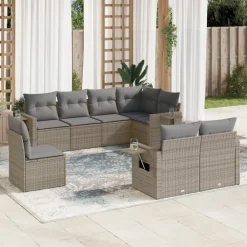 vidaXL Muebles De Jardín-Set de sofás de jardín 8 pzas y cojines ratán sintético