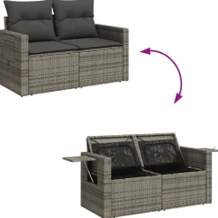 vidaXL Muebles De Jardín-Set de sofás de jardín 8 pzas y cojines ratán sintético