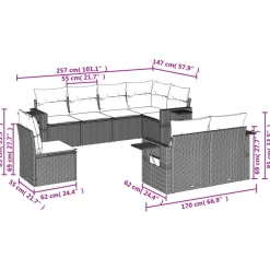 vidaXL Muebles De Jardín-Set de sofás de jardín 8 pzas y cojines ratán sintético
