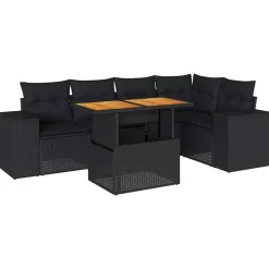 vidaXL Muebles De Jardín-Set de sofás de jardín 6 piezas y cojines ratán sintético