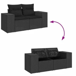 vidaXL Muebles De Jardín-Set de sofás de jardín 6 piezas y cojines ratán sintético