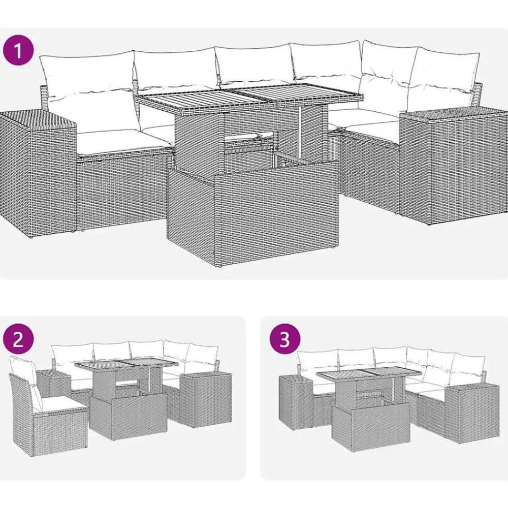 vidaXL Muebles De Jardín-Set de sofás de jardín 6 piezas y cojines ratán sintético