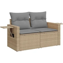 vidaXL Muebles De Jardín-Set de sofás de jardín y cojines 8 piezas ratán sintético beige