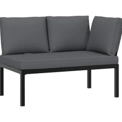 vidaXL Muebles De Jardín-Set de sofás de jardín con cojines 5 piezas aluminio negro