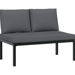 vidaXL Muebles De Jardín-Set de sofás de jardín con cojines 5 piezas aluminio negro