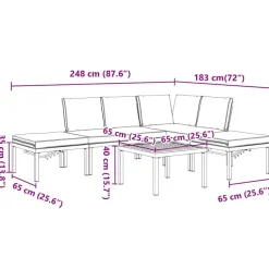 vidaXL Muebles De Jardín-Set de sofás de jardín con cojines 5 piezas aluminio negro