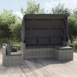 vidaXL Muebles De Jardín-Set de sofás de jardín 4 pzas y cojines ratán sintético