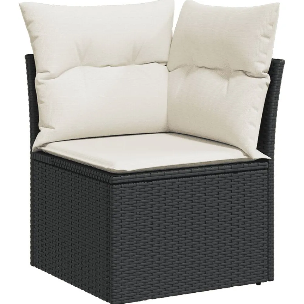 vidaXL Muebles De Jardín-Set de sofás de jardín 8 piezas y cojines ratán sintético negro