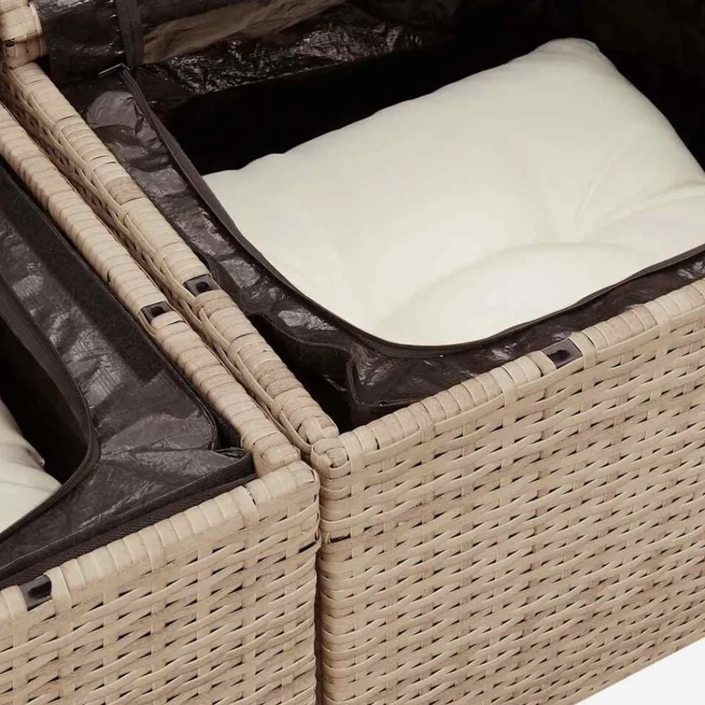 vidaXL Muebles De Jardín-Set de sofás de jardín y cojines 8 piezas ratán sintético beige