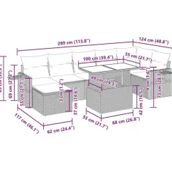 vidaXL Muebles De Jardín-Set de sofás de jardín y cojines 8 piezas ratán sintético beige