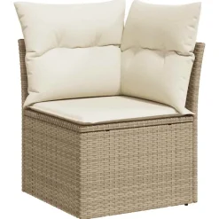 vidaXL Muebles De Jardín-Set de sofás de jardín y cojines 8 piezas ratán sintético beige