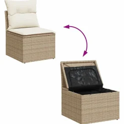 vidaXL Muebles De Jardín-Set de sofás de jardín y cojines 8 piezas ratán sintético beige