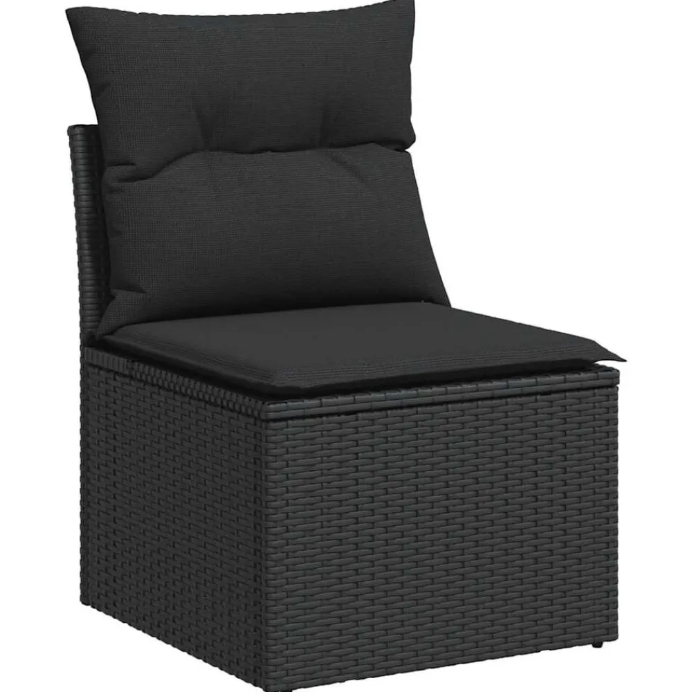 vidaXL Set de sofás de jardín 6 piezas y cojines ratán sintético Negro Hot