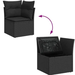 vidaXL Set de sofás de jardín 6 piezas y cojines ratán sintético Negro Hot