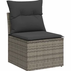 vidaXL Muebles De Jardín-Set de sofás de jardín y cojines 10 pzas ratán sintético gris
