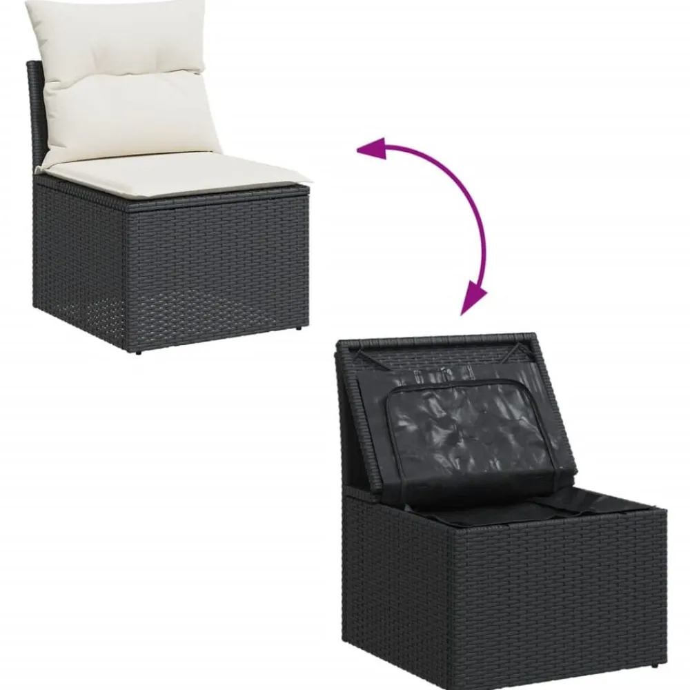 vidaXL Set de sofás de jardín y cojines 8 piezas ratán sintético negro Negro y crema New