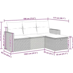vidaXL Muebles De Jardín-Set de sofás de jardín 4 pzas y cojines ratán sintético gris