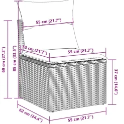 vidaXL Muebles De Jardín-Set de sofás de jardín 4 pzas y cojines ratán sintético gris