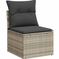 vidaXL Muebles De Jardín-Set de sofás de jardín 4 pzas y cojines ratán sintético gris