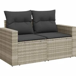 vidaXL Muebles De Jardín-Set de sofás de jardín 4 pzas y cojines ratán sintético gris
