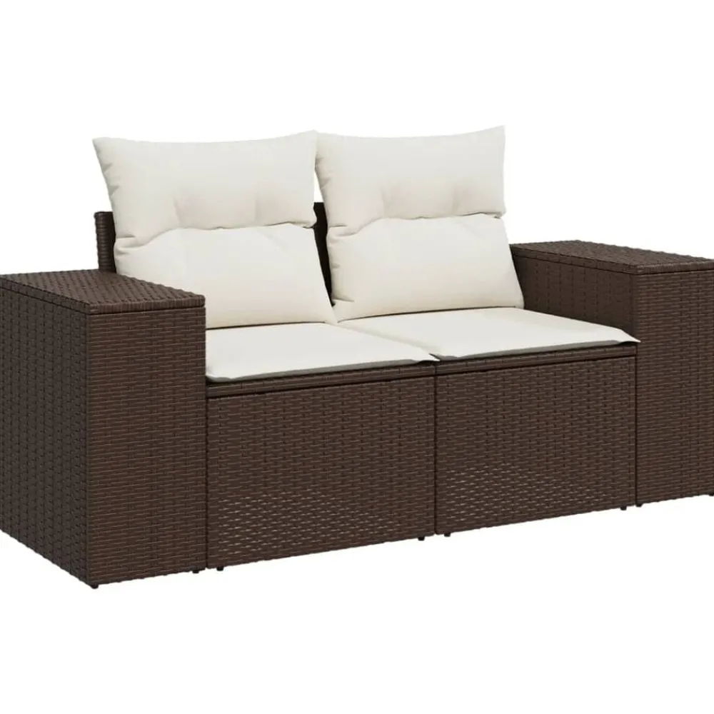 vidaXL Set de sofás de jardín 9 pzas y cojines ratán sintético marrón Marrón y crema Sale