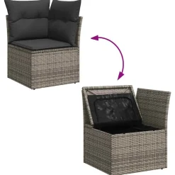 vidaXL Set de sofás de jardín 7 pzas con cojines ratán sintético Gris Sale