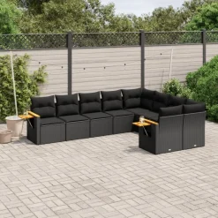 vidaXL Muebles De Jardín-Set de sofás de jardín 8 piezas y cojines ratán sintético