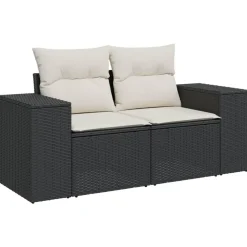 vidaXL Muebles De Jardín-Set de sofás de jardín 7 pzas con cojines ratán sintético negro
