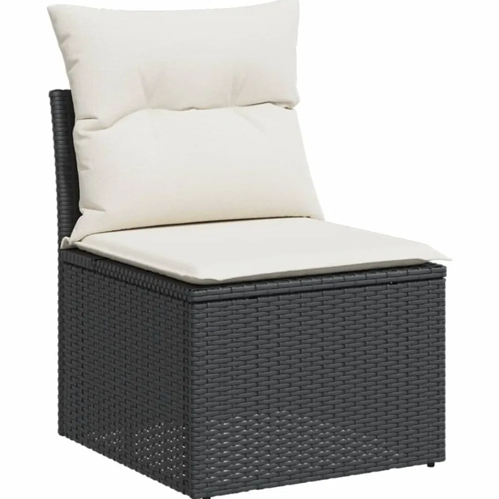 vidaXL Muebles De Jardín-Set de sofás de jardín 7 pzas con cojines ratán sintético negro