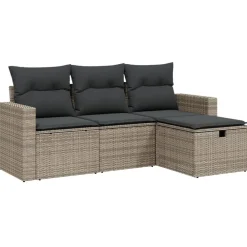 vidaXL Muebles De Jardín-Set de sofás de jardín 4 pzas y cojines ratán sintético