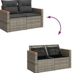 vidaXL Set de sofás de jardín 10 pzas con cojines ratán sintético Gris Outlet