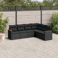 vidaXL Muebles De Jardín-Set de sofás de jardín 6 piezas y cojines ratán sintético