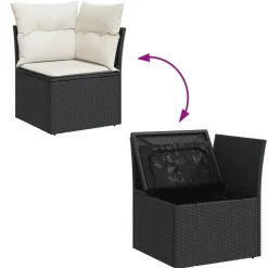 vidaXL Muebles De Jardín-Set de sofás de jardín 8 piezas y cojines ratán sintético negro